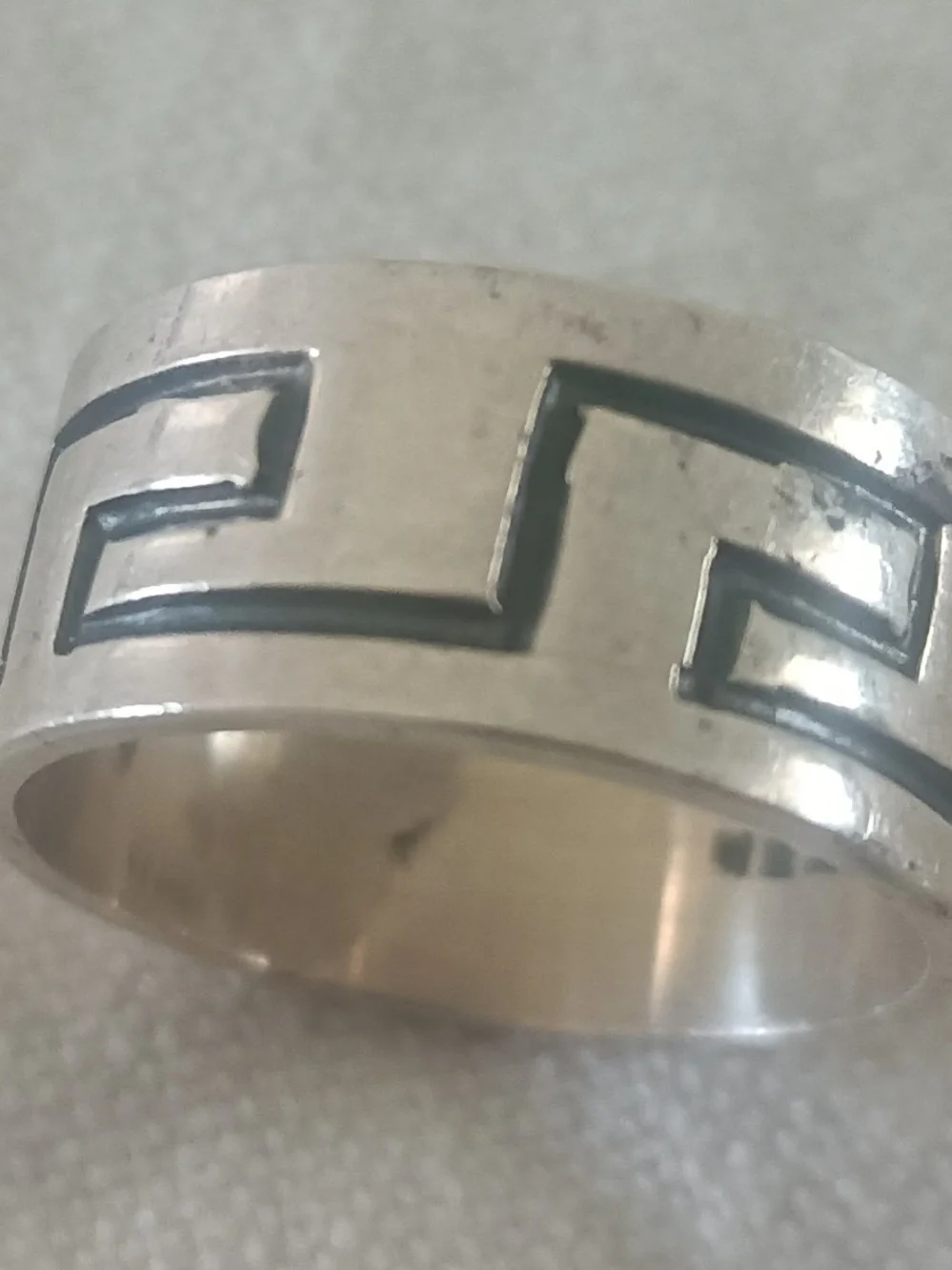 Sterling Silver Greek Key Men's Band - Silver